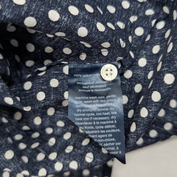 Tommy Hilfiger Large Blue & While Polka Dot Sleeveless Button Blouse - Picture 7 of 7